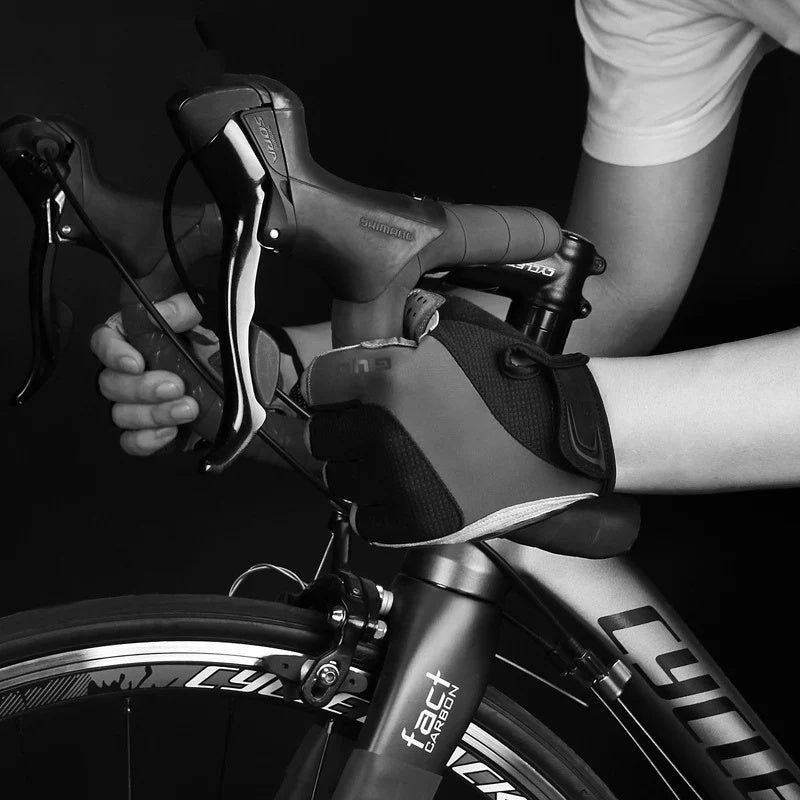 Guantes de Ciclismo con Gel y Medio Dedo Blanco