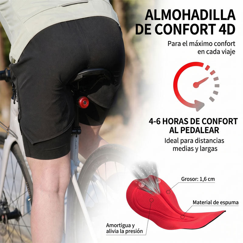 Culotte de ciclismo 2 en 1 para hombre con sillín: transpirable y de secado rápido Azul