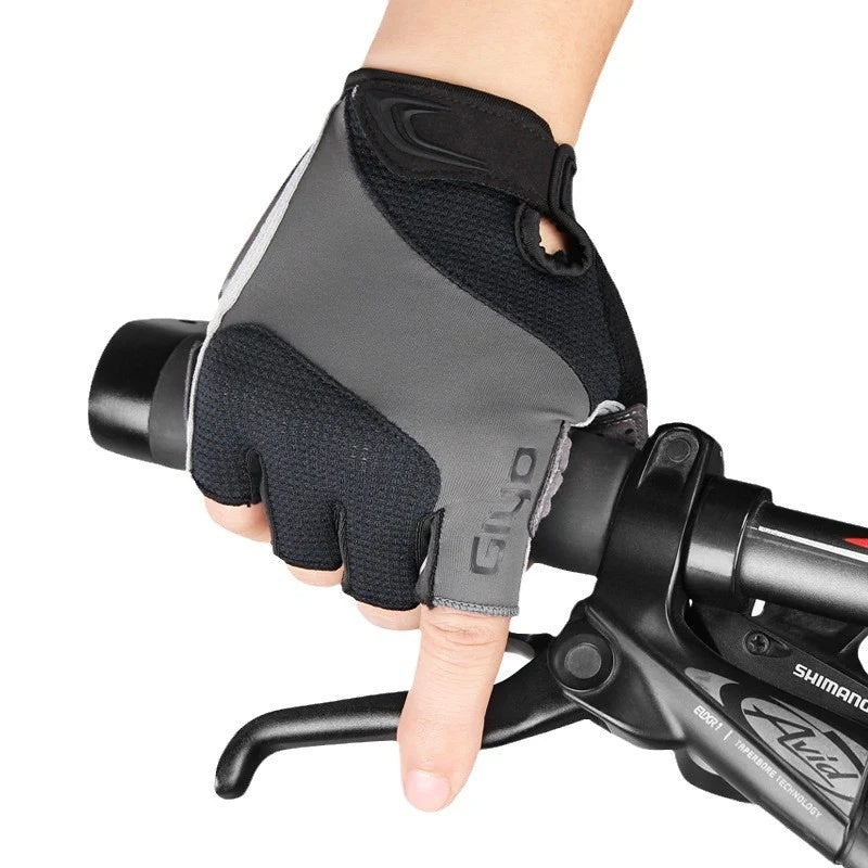 Guantes de Ciclismo con Gel y Medio Dedo Azul