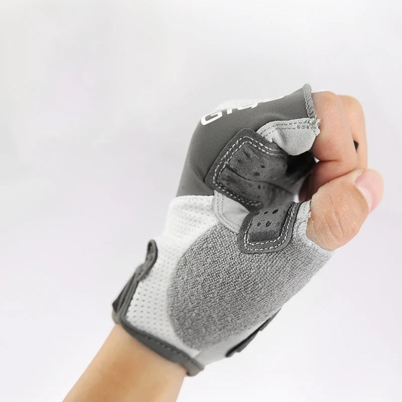 Guantes de Ciclismo con Gel y Medio Dedo Azul