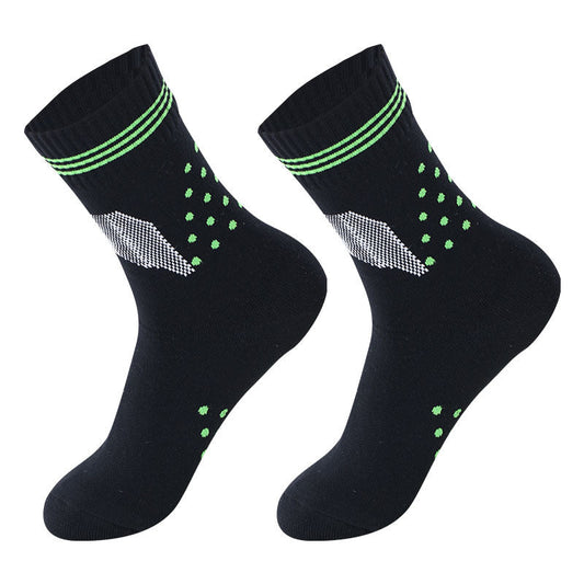 Calcetines Técnicos de Alto Rendimiento: Diseño Negro con Patrón de Puntos Verde Lima