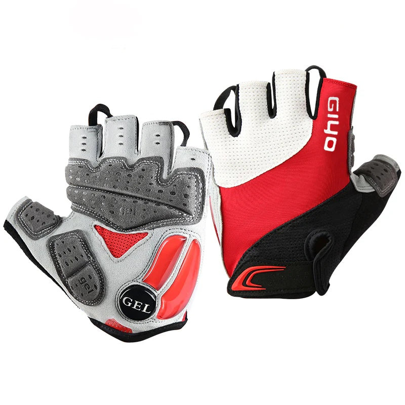 Guantes de Ciclismo con Gel y Medio Dedo Rojo