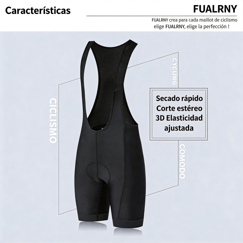 Pantalones Cortos de Ciclismo con Tirantes y Badana de Gel