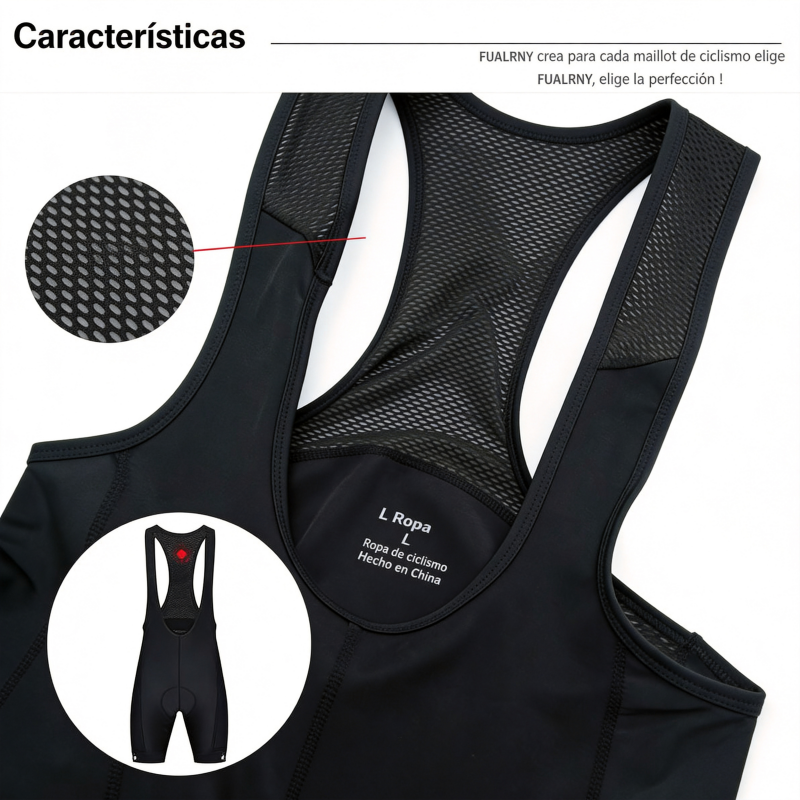 Pantalones Cortos de Ciclismo con Tirantes y Badana de Gel