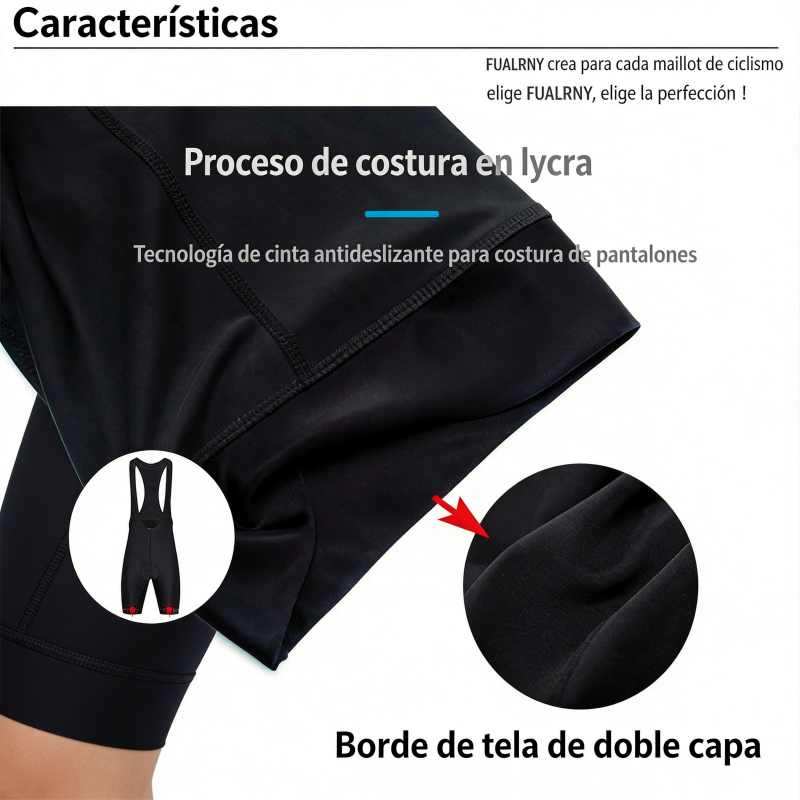 Pantalones Cortos de Ciclismo con Tirantes y Badana de Gel