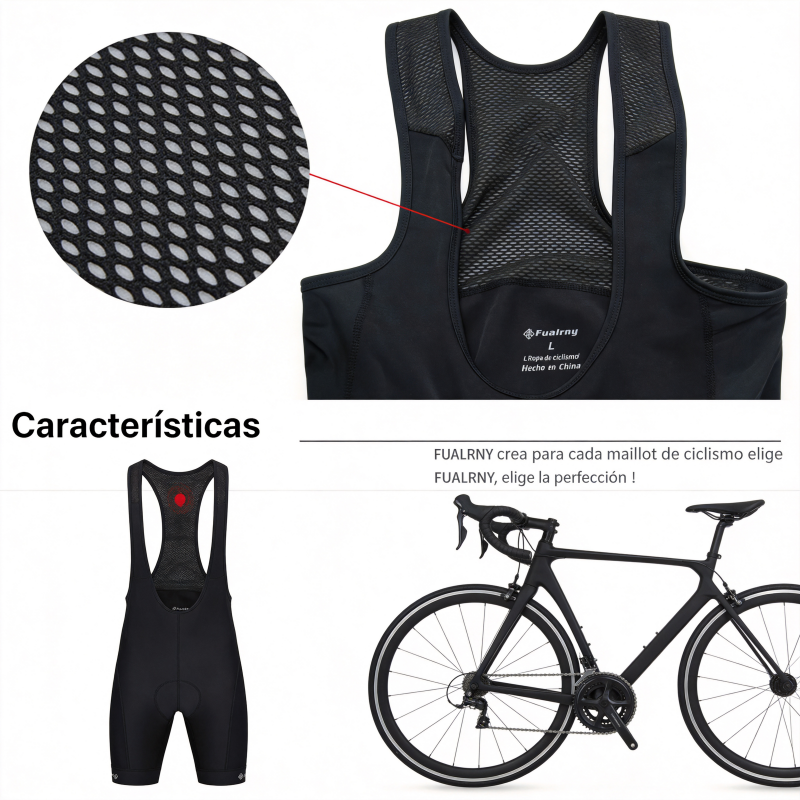 Pantalones Cortos de Ciclismo con Tirantes y Badana de Gel