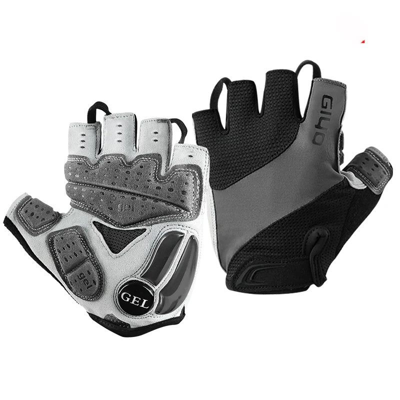 Guantes de Ciclismo con Gel y Medio Dedo Negro