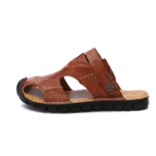 Calzado de Verano 2026: Sandalias de Cuero de Alta Calidad Marrón Oscuro