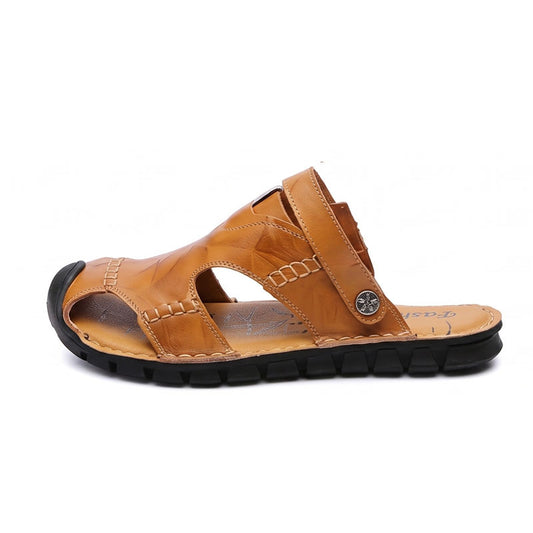 Calzado de Verano 2026: Sandalias de Cuero de Alta Calidad Marrón Amarillento