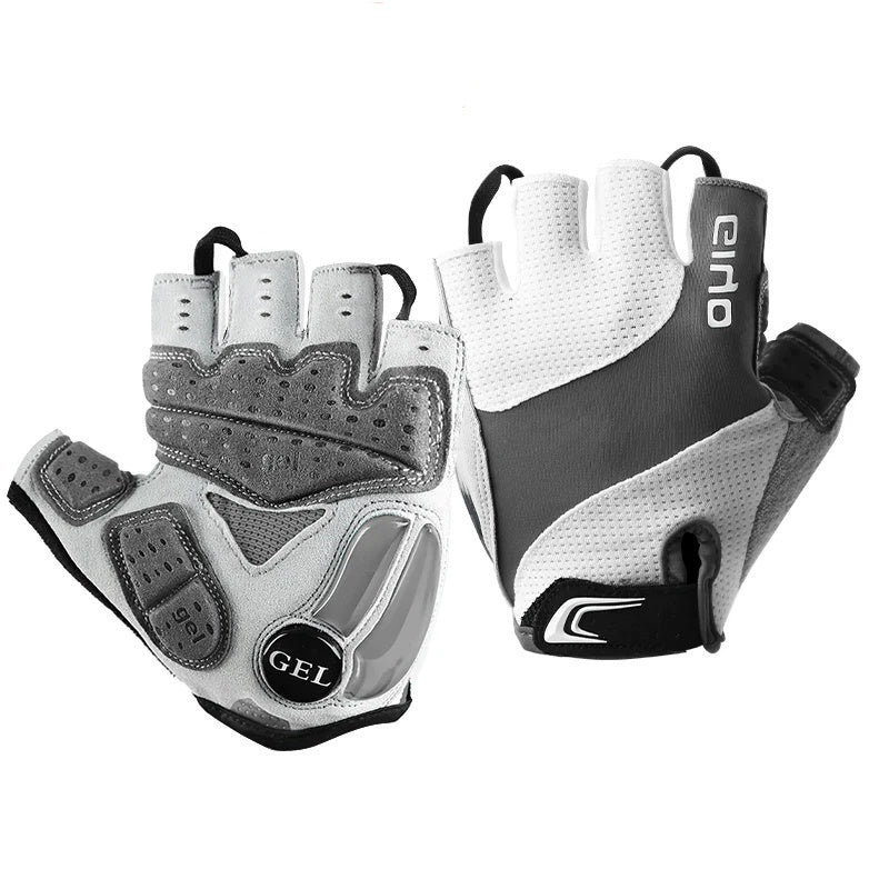 Guantes de Ciclismo con Gel y Medio Dedo Blanco