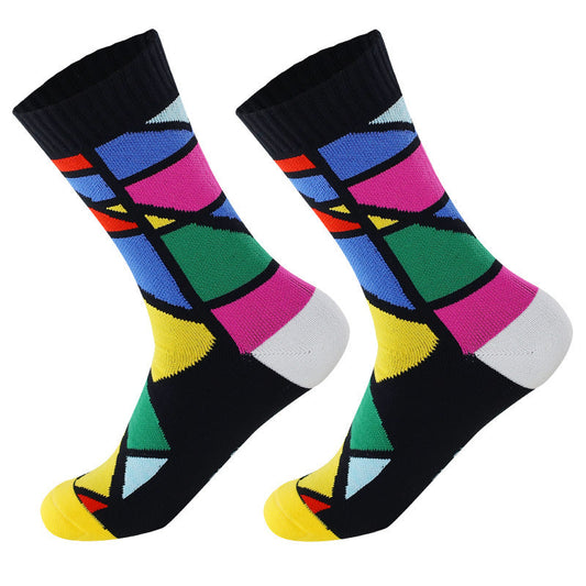 Calcetines Impermeables de Diseño Artístico Multicolor Geometrico (Caña Media)