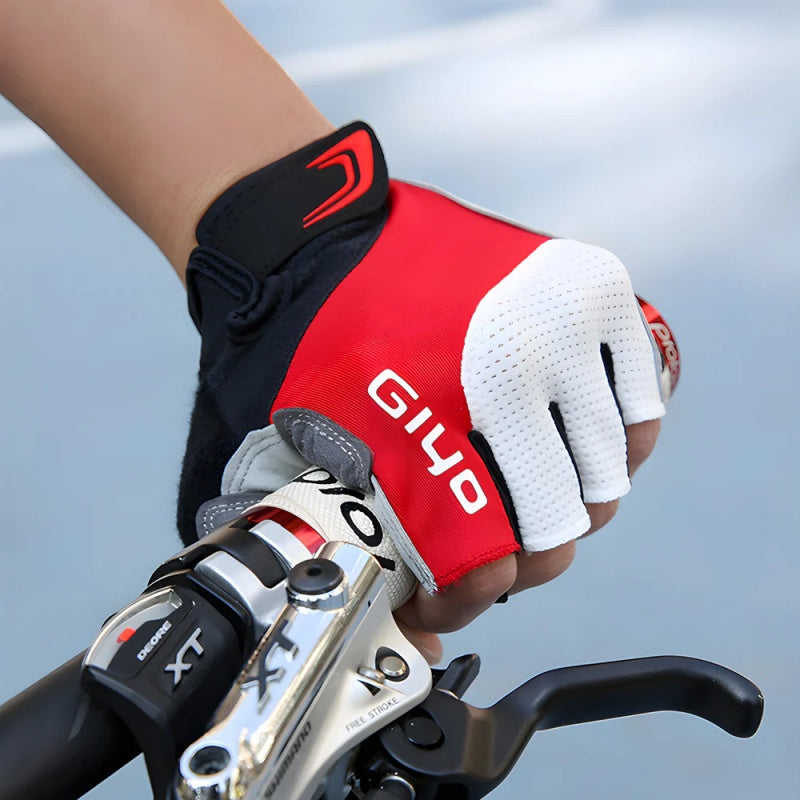 Guantes de Ciclismo con Gel y Medio Dedo Azul