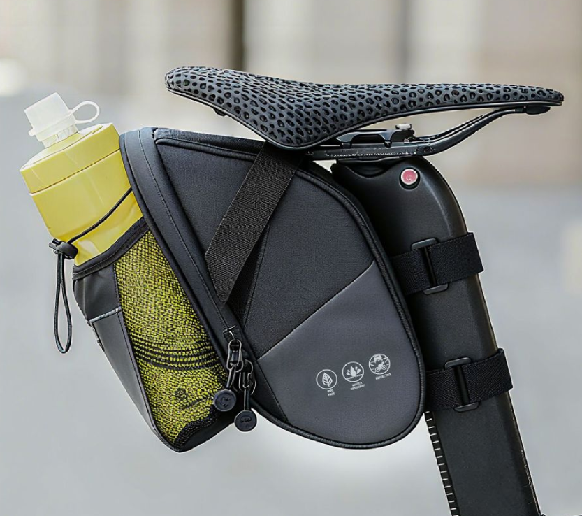 Bolsa Trasera para Bicicleta con Portabidón | Bolsa de Sillín Reflectante para MTB y Carretera