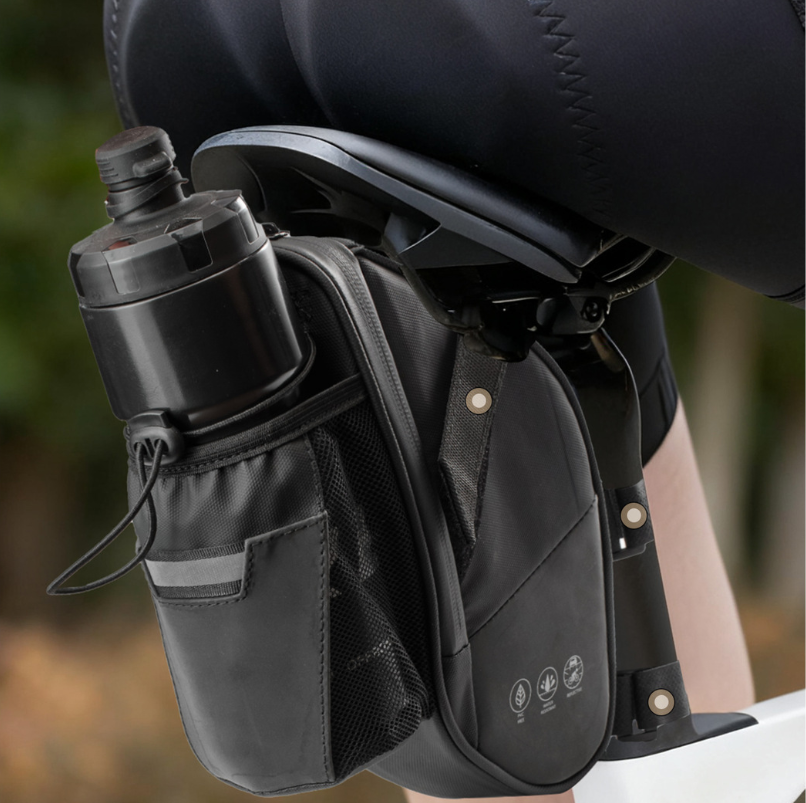 Bolsa Trasera para Bicicleta con Portabidón | Bolsa de Sillín Reflectante para MTB y Carretera