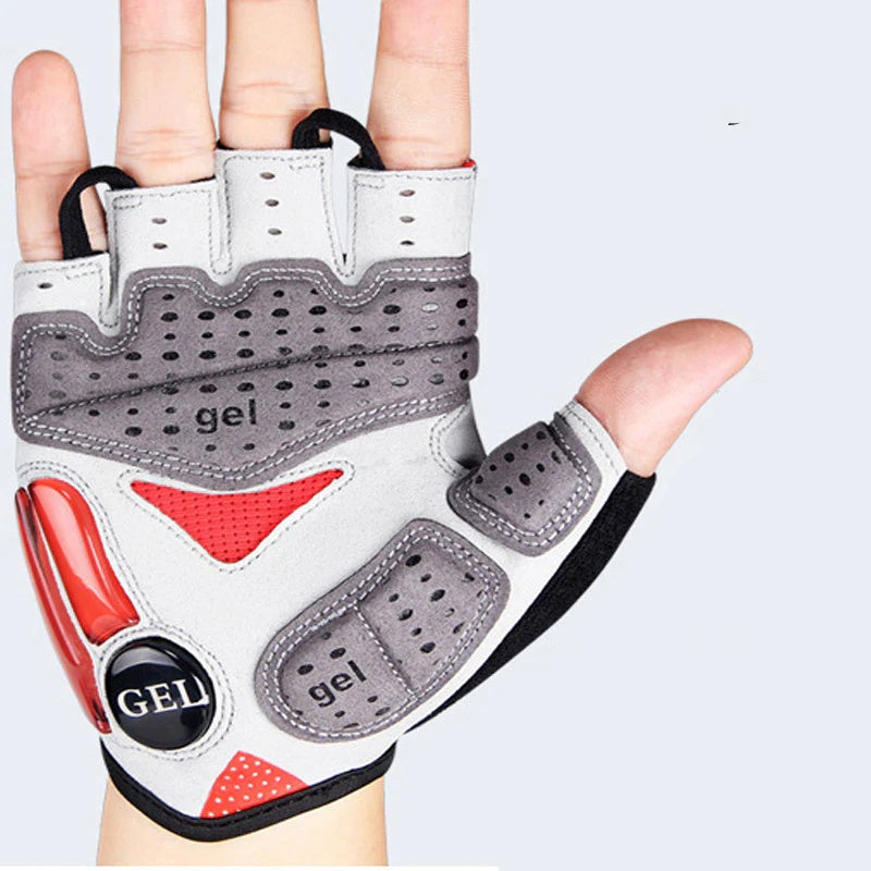 Guantes de Ciclismo con Gel y Medio Dedo Azul