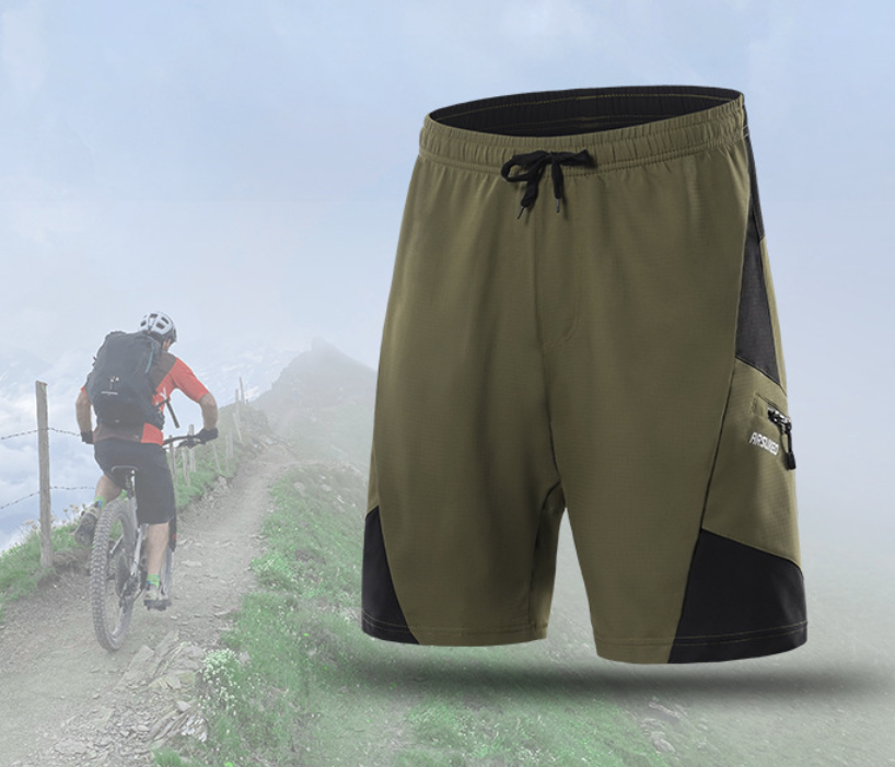 Pantalones de Bici Holgados Hombre con Bolsillos y Cojín Ergonómico Verde militar