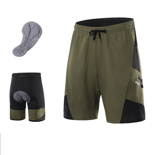 Pantalones de Bici Holgados Hombre con Bolsillos y Cojín Ergonómico Verde militar