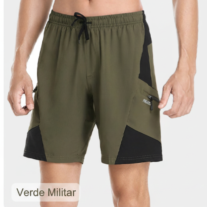 Pantalones de Bici Holgados Hombre con Bolsillos y Cojín Ergonómico Verde militar