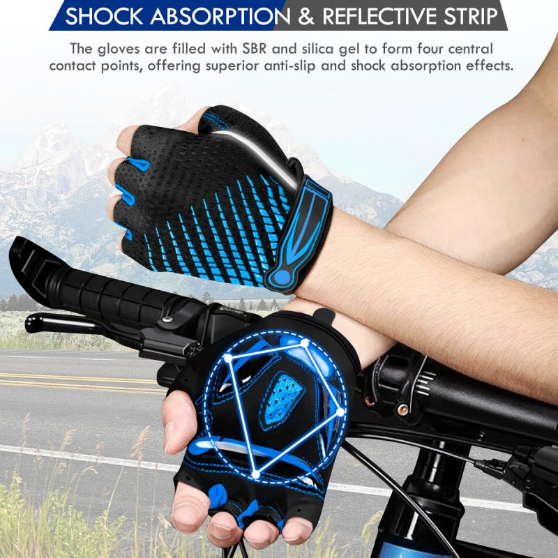 Guantes de Ciclismo: Ligeros, con Gel y Antideslizantes Negro