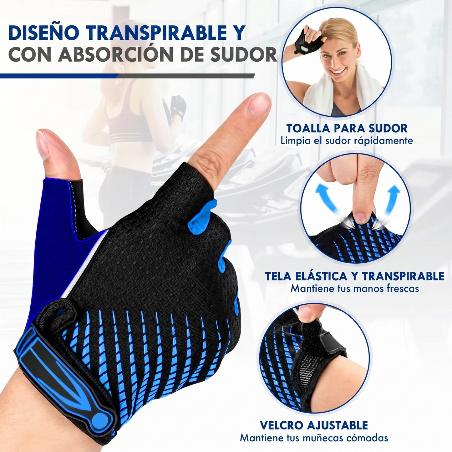 Guantes de Ciclismo: Ligeros, con Gel y Antideslizantes Negro