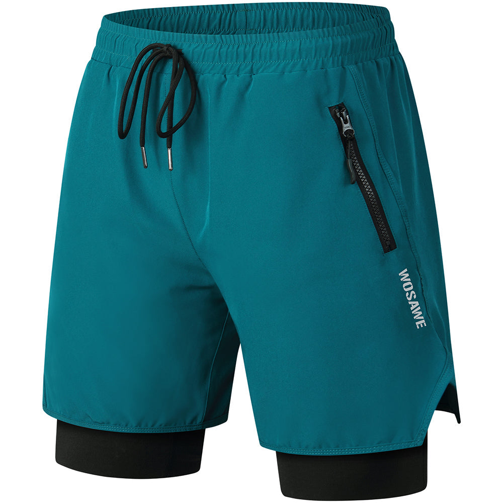 Culotte de ciclismo 2 en 1 para hombre con sillín: transpirable y de secado rápido Azul