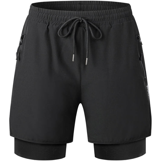 Culotte de ciclismo 2 en 1 para hombre con sillín: transpirable y de secado rápido Negro