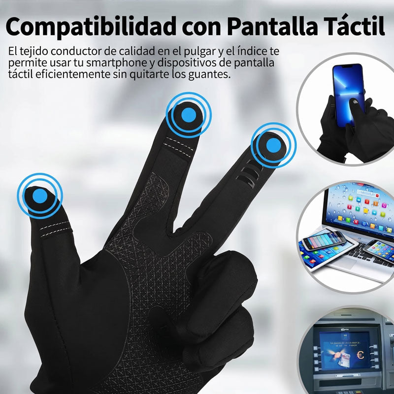 Guantes de Ciclismo Térmicos: Cortavientos, Impermeables y Táctiles Negro