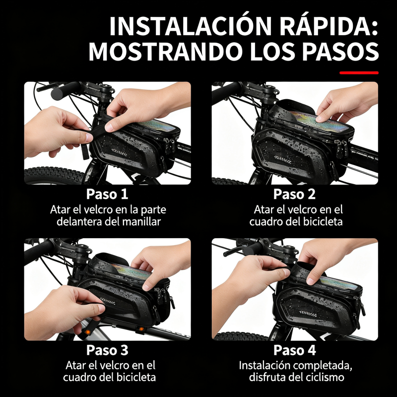 Bolsa para Móvil de Bicicleta Impermeable | Bolsa Rígida de Tubo Superior para MTB y Carretera