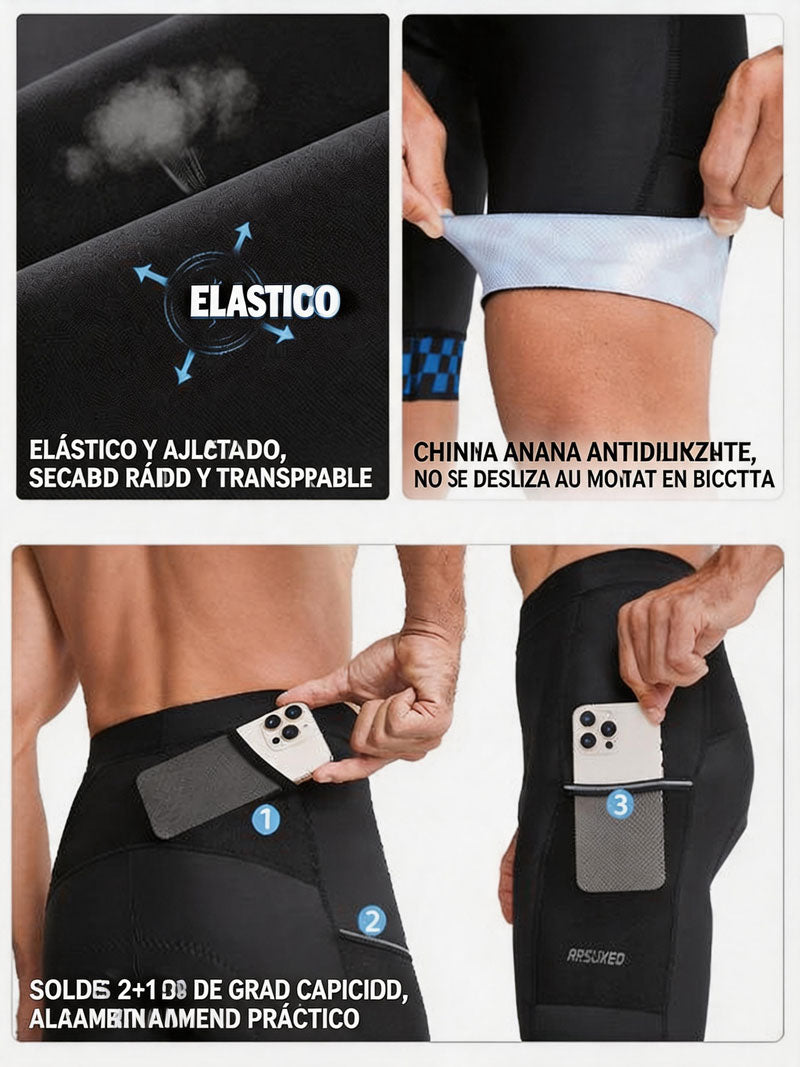 Pantalones Cortos de Ciclismo para Hombre con Acolchado de Gel Transpirable y Secado Rápido MTB