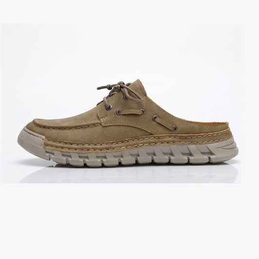 Mules de Piel Genuina para Hombre Caqui