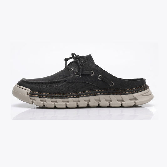 Mules de Piel Genuina para Hombre Negro