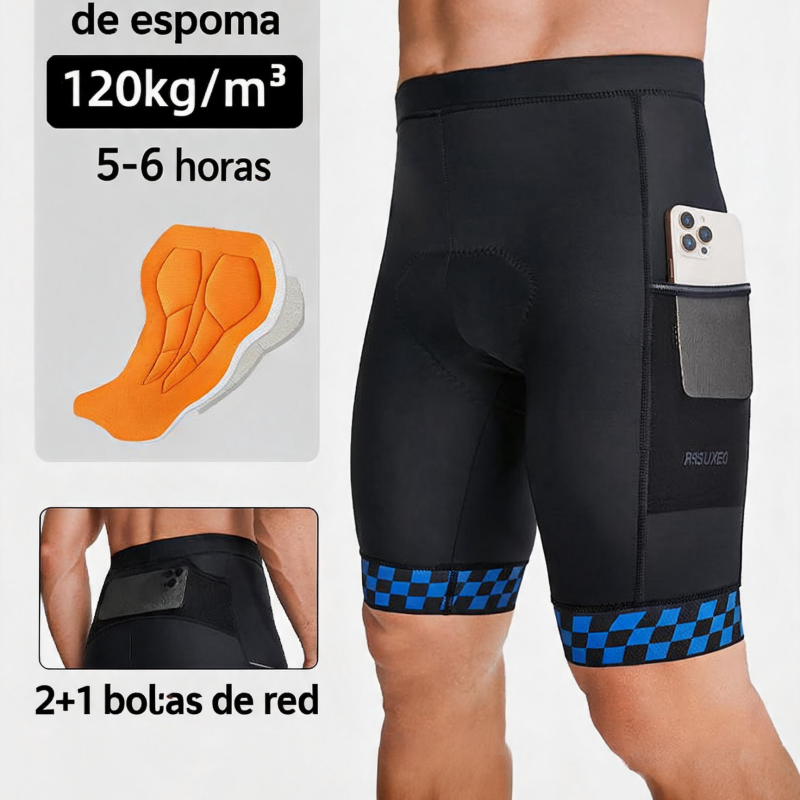 Pantalones Cortos de Ciclismo para Hombre con Acolchado de Gel Transpirable y Secado Rápido MTB