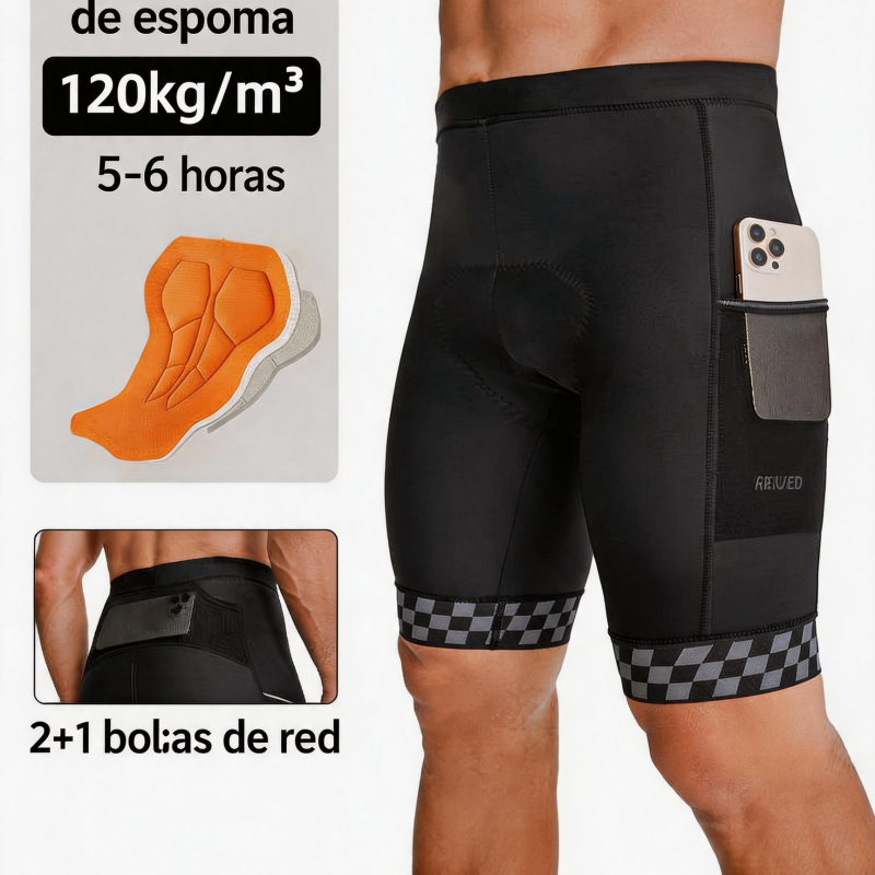 Pantalones Cortos de Ciclismo para Hombre con Acolchado de Gel Transpirable y Secado Rápido MTB