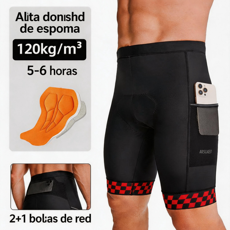 Pantalones Cortos de Ciclismo para Hombre con Acolchado de Gel Transpirable y Secado Rápido MTB