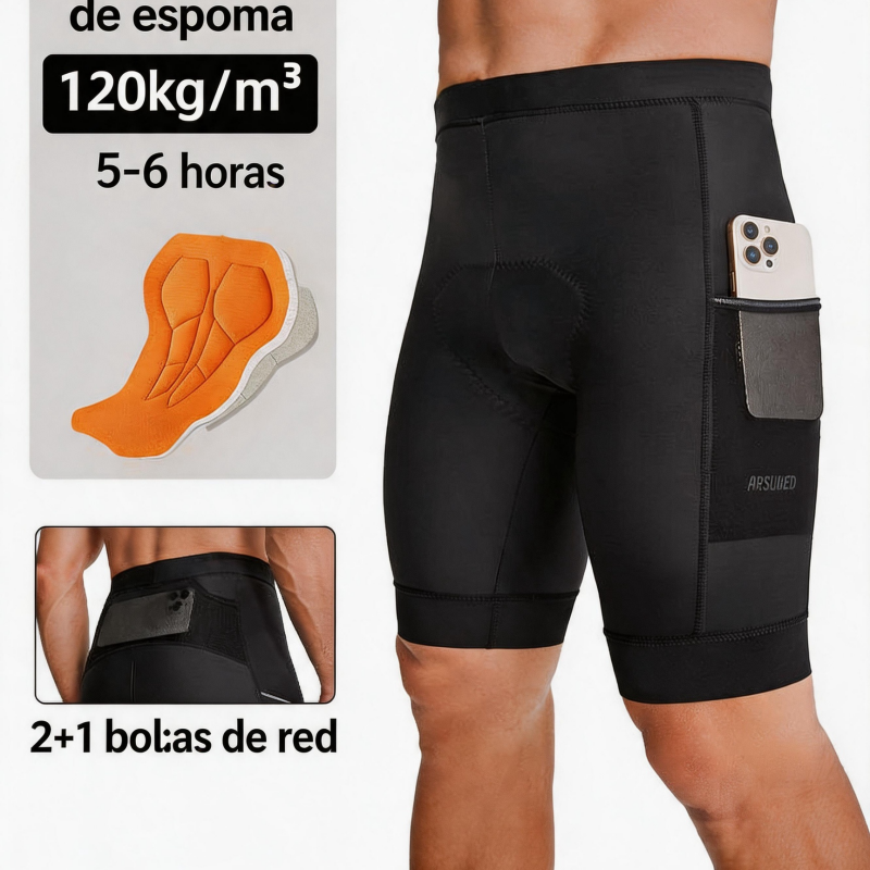 Pantalones Cortos de Ciclismo para Hombre con Acolchado de Gel Transpirable y Secado Rápido MTB